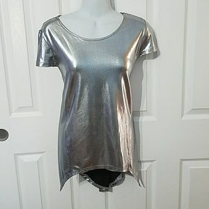 Zeagoo women disco pub preppy silver top size L